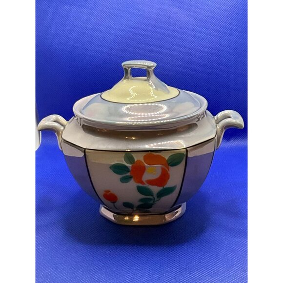 Vintage Bavarian Lusterware China Creamer & Sugar Set With Hand-Painted Floral - Picture 11 of 16